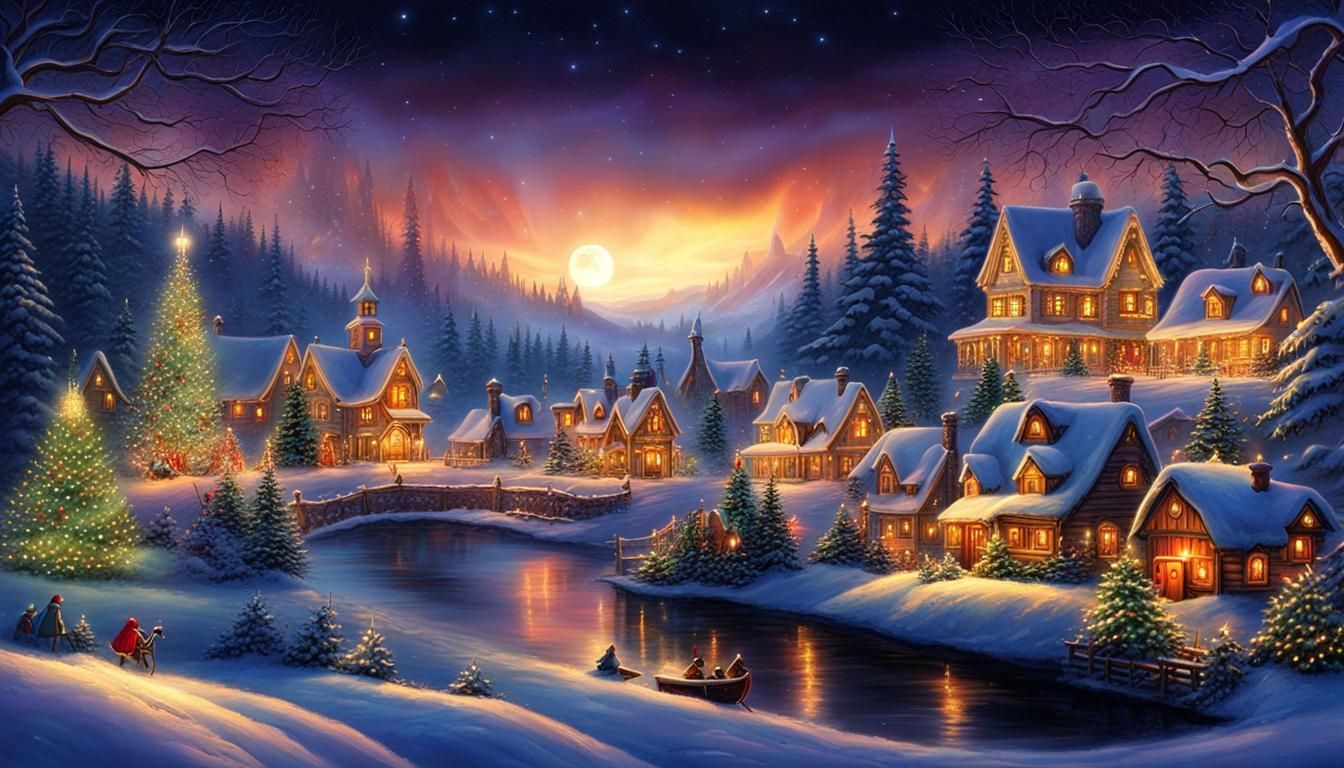 Northern Christmas Village - AI Generated Artwork - NightCafe Creator