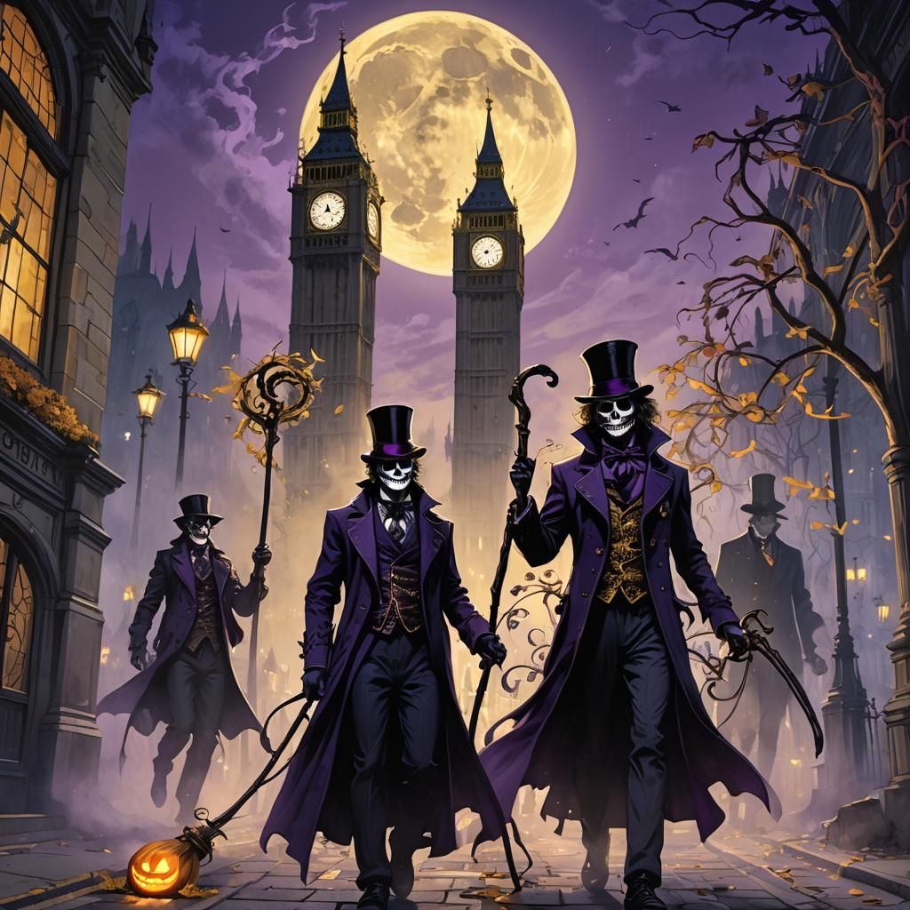 Jack the Reaper going trick ir treat with Willy Wonka at mid...