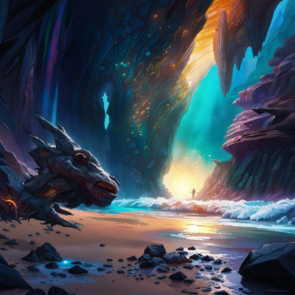 Space Fantasy Ocean Cave - AI Generated Artwork - NightCafe Creator