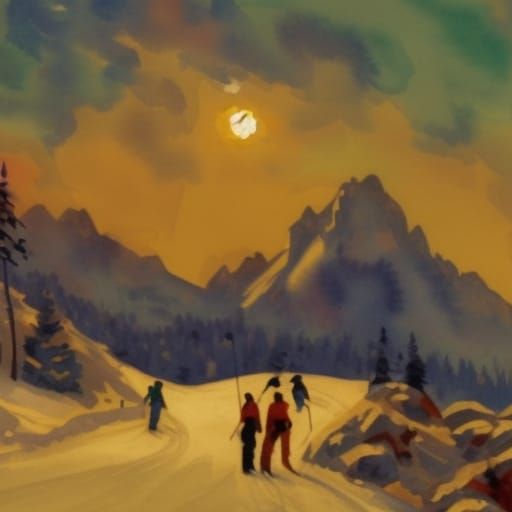 Men skiing in the Alps