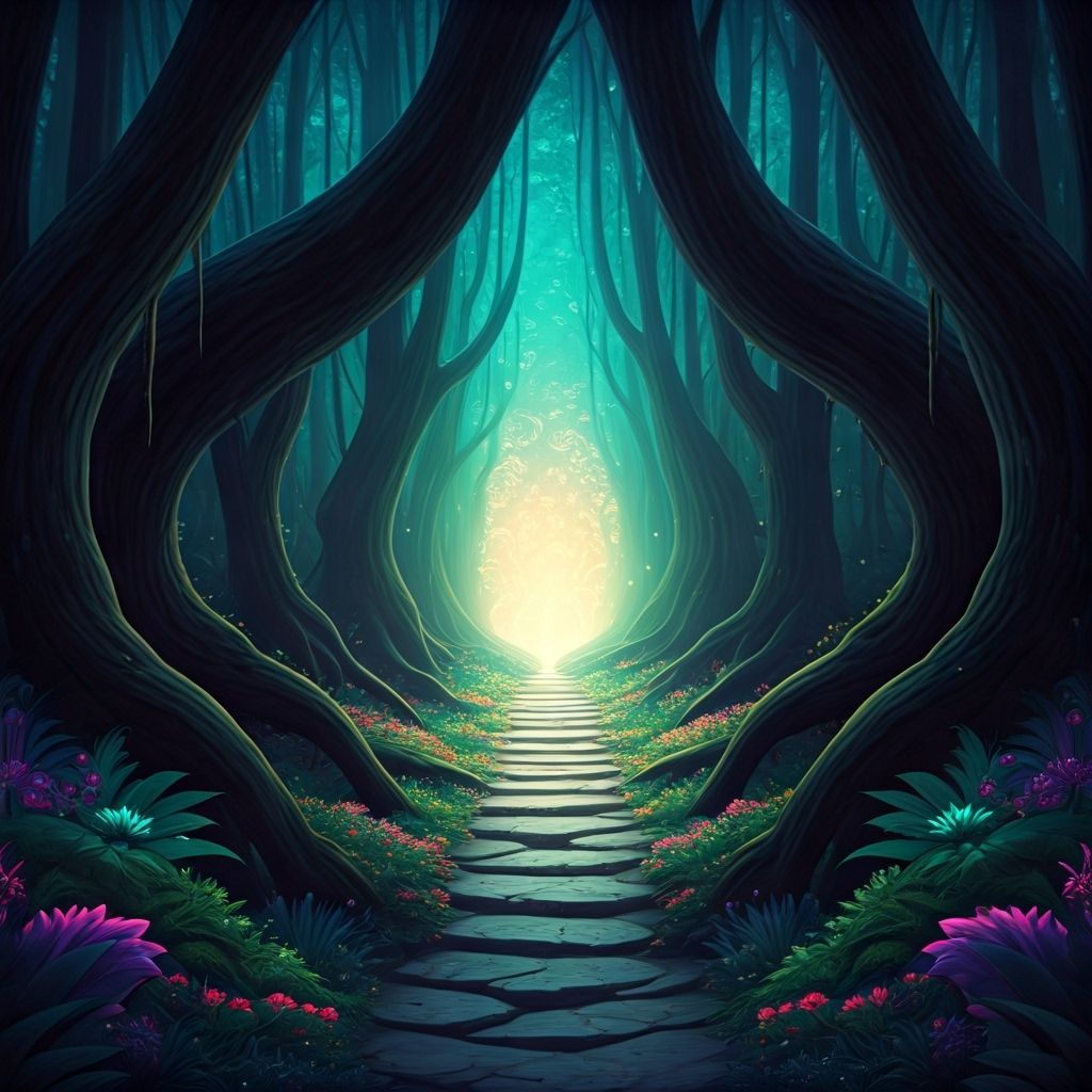 Ethereal Twilight Forest with Shimmering Portal