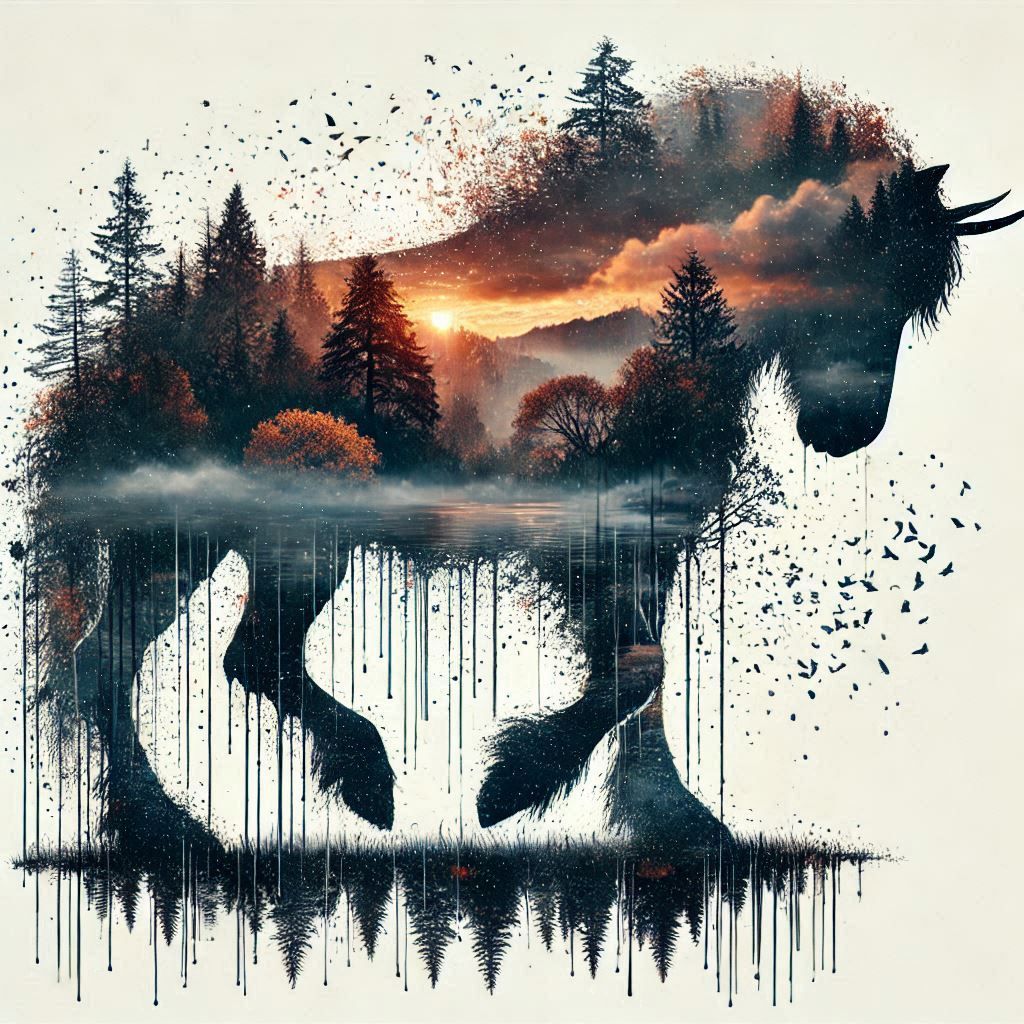 double exposure beautiful fantasy portrait landscape..
