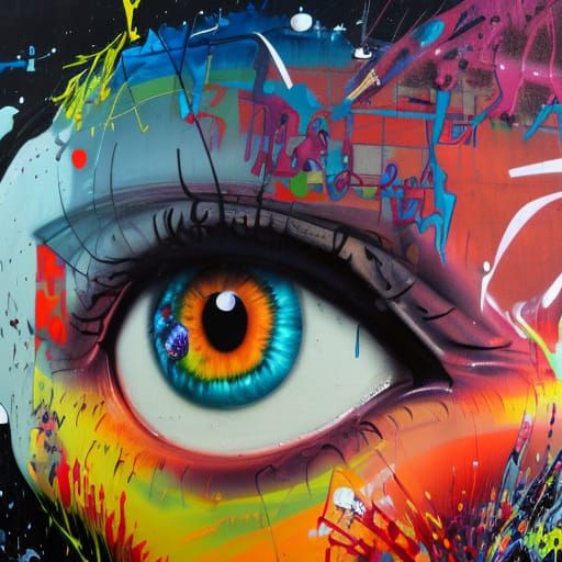 A man suffering from a fever dream, graffiti art, splash art, street