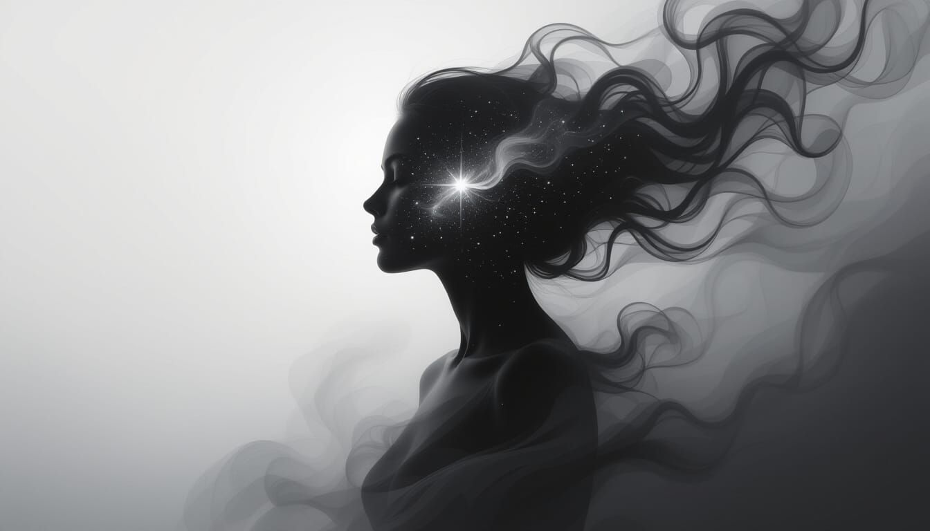 Ethereal Smoke Figure in Black and White