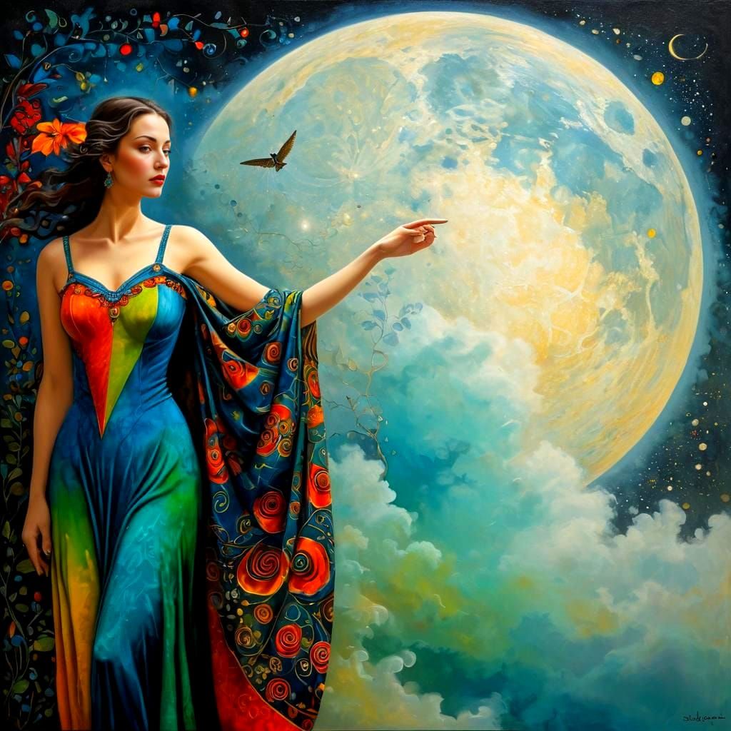 Refined Portrait of a Gentlewoman in Bold Color Palette