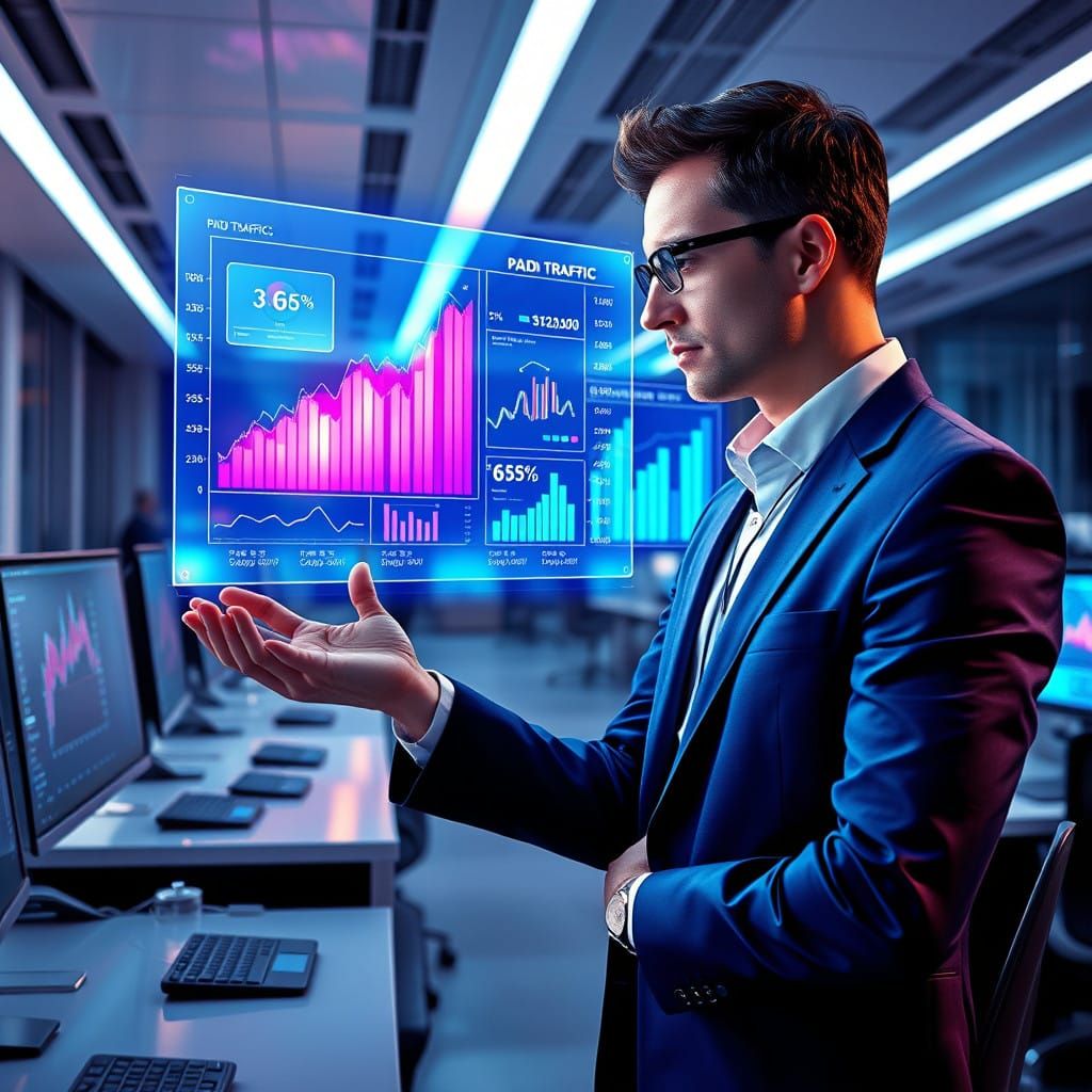 Confident Data Analyst in Futuristic Corporate Environment