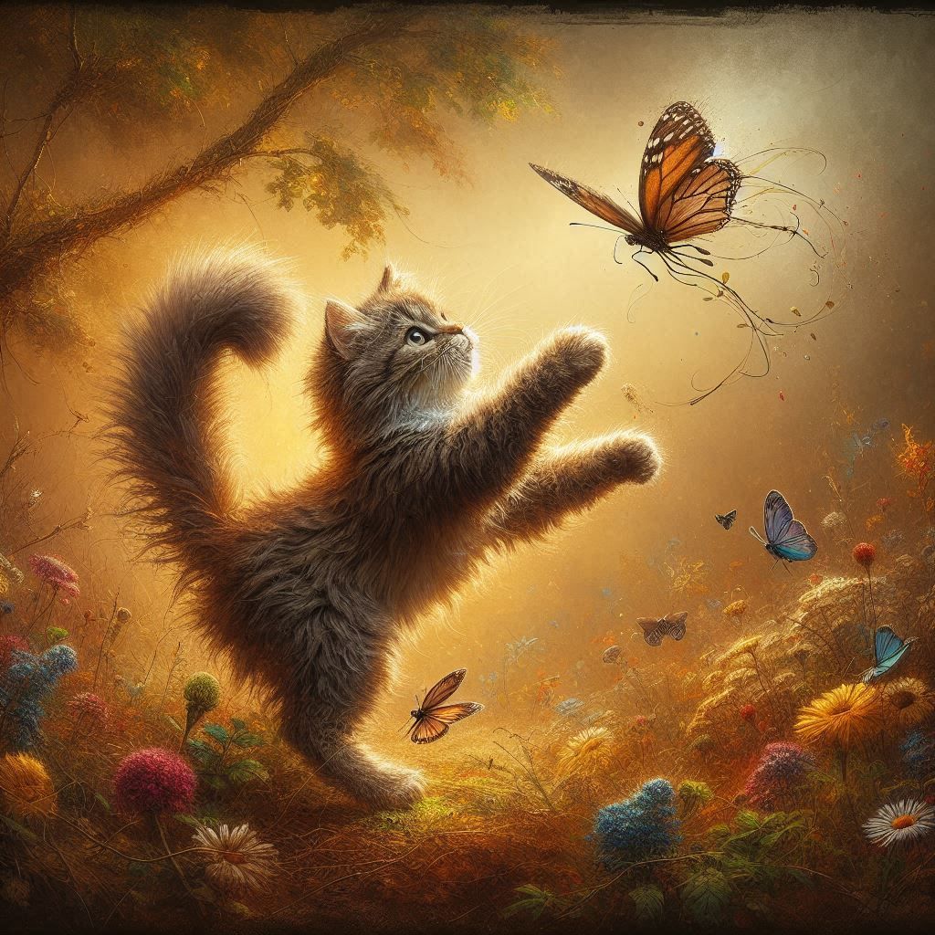 Playing With the Butterfly 😸😸👍