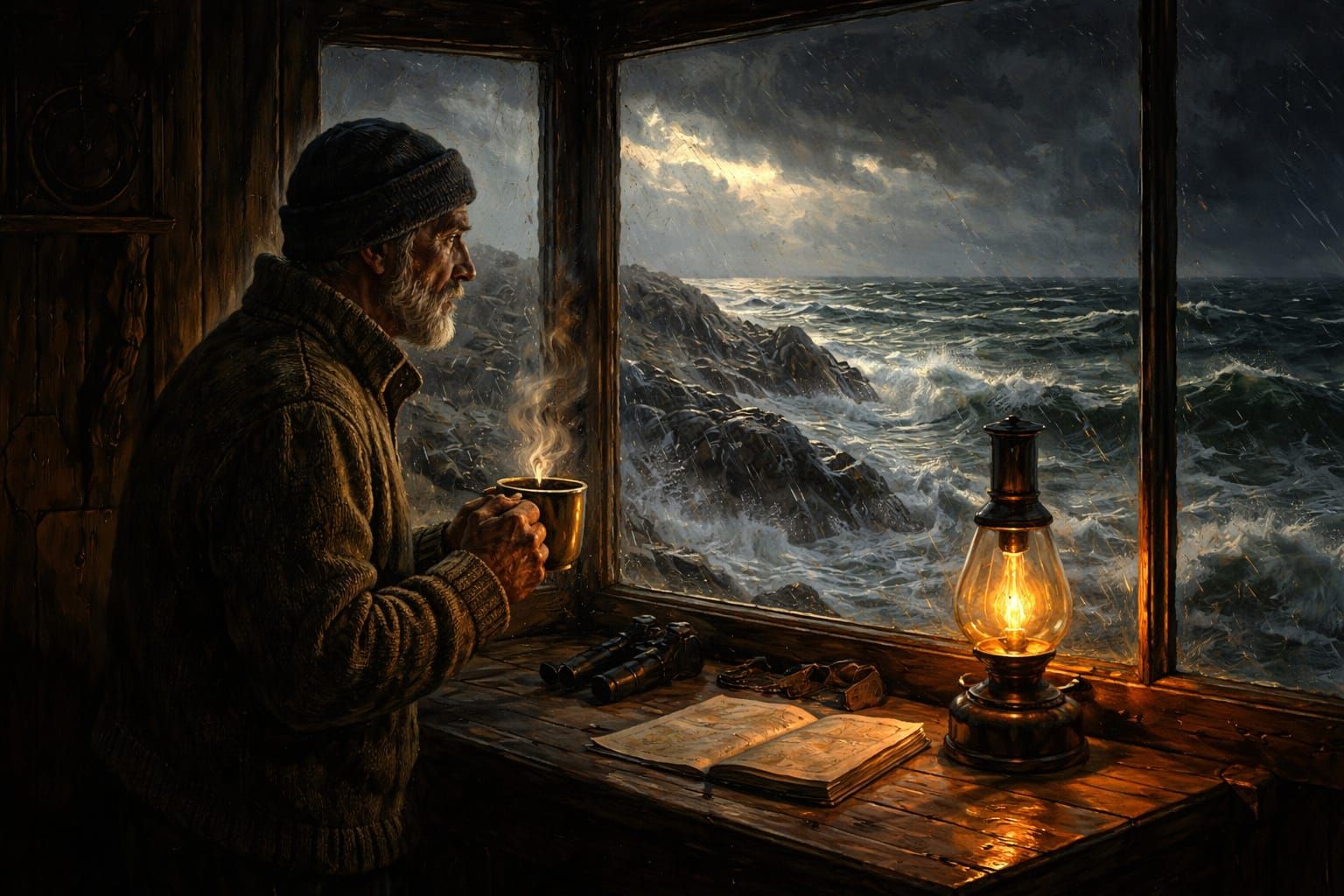 Warm Beverage on a Stormy Night  by @RCC