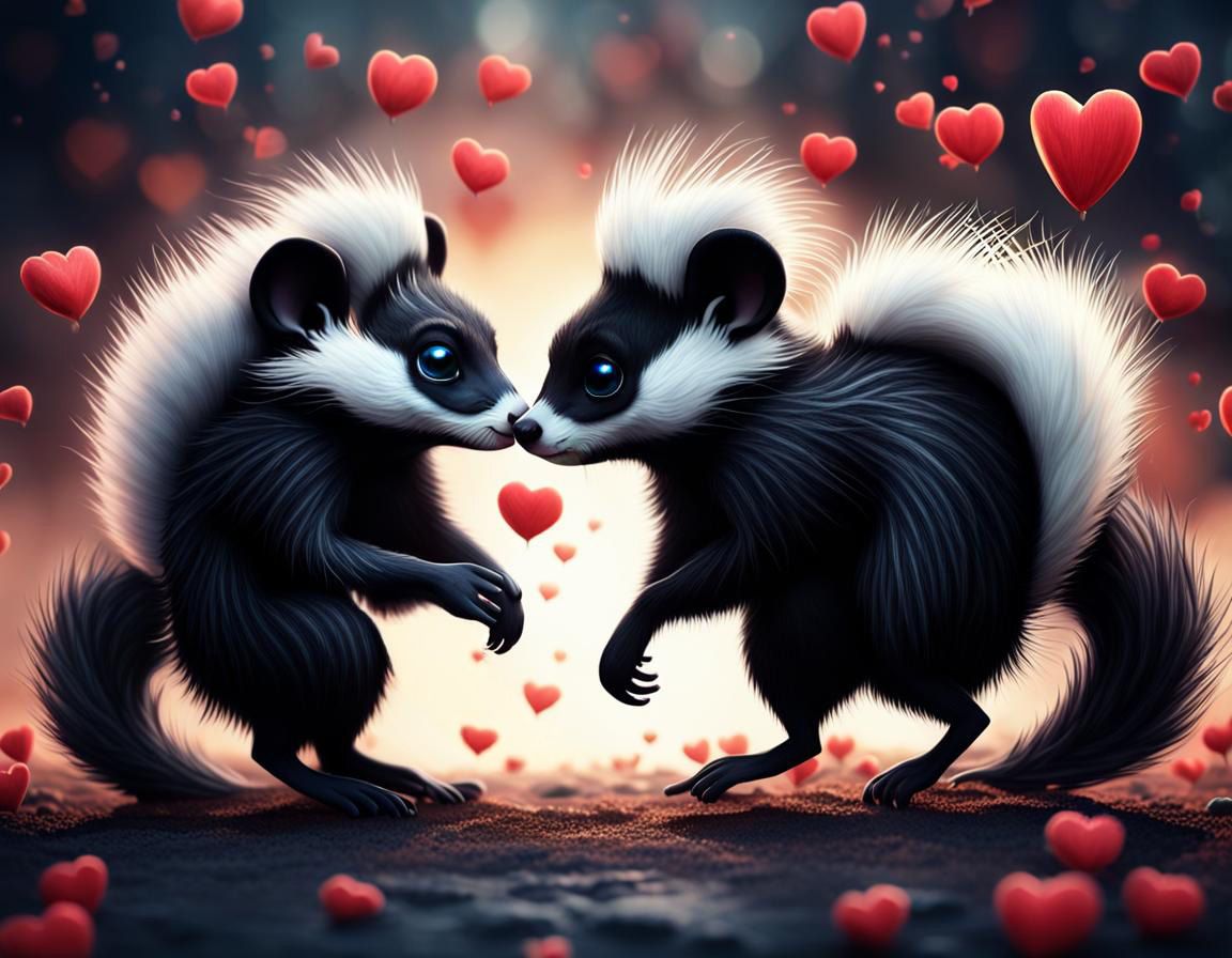 Loved up Skunks ............... Tim Burton style