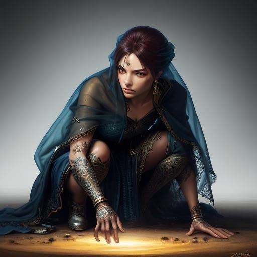 A Beautiful Woman Crouched Down Wearing Sheer Cloth