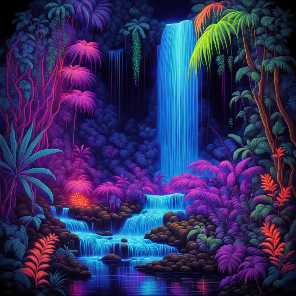 Black Light Waterfall  by @Wave