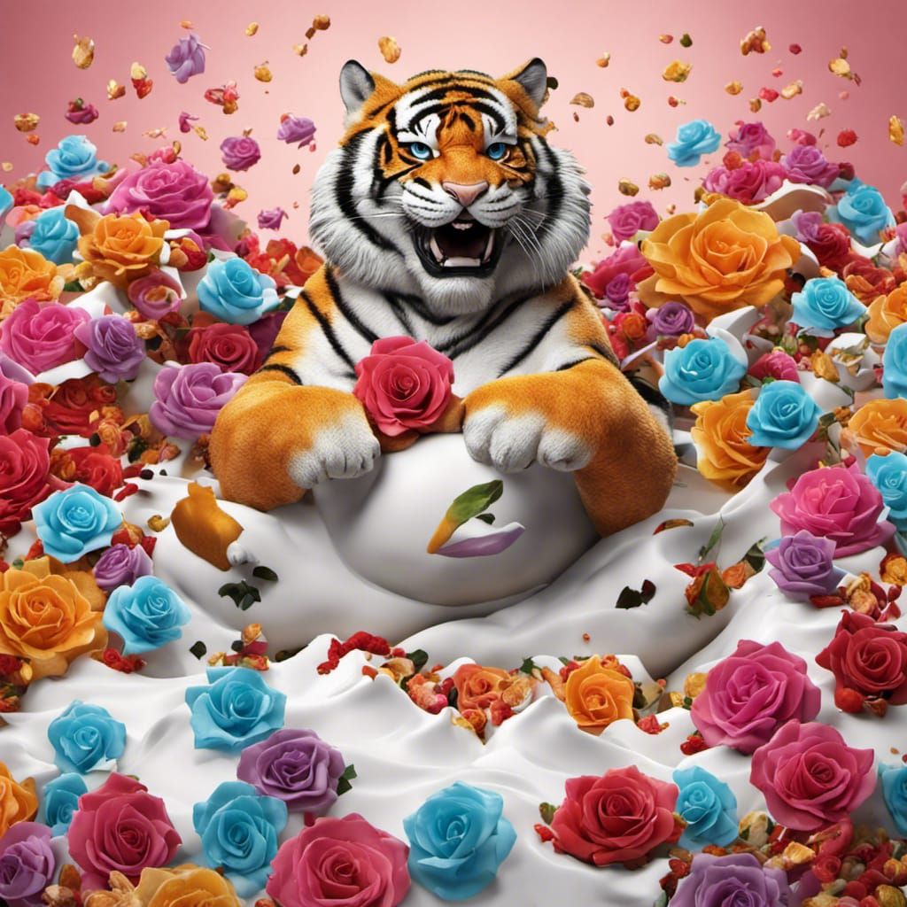 Tony the Tiger sits on a mountain of milk ready to pounce on the ninja ...