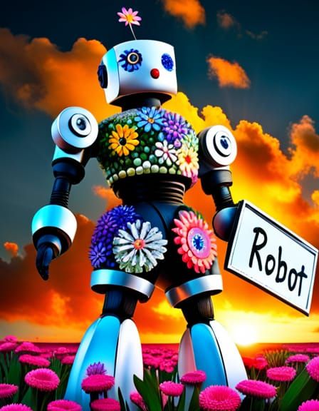 Robot Holding A Sign