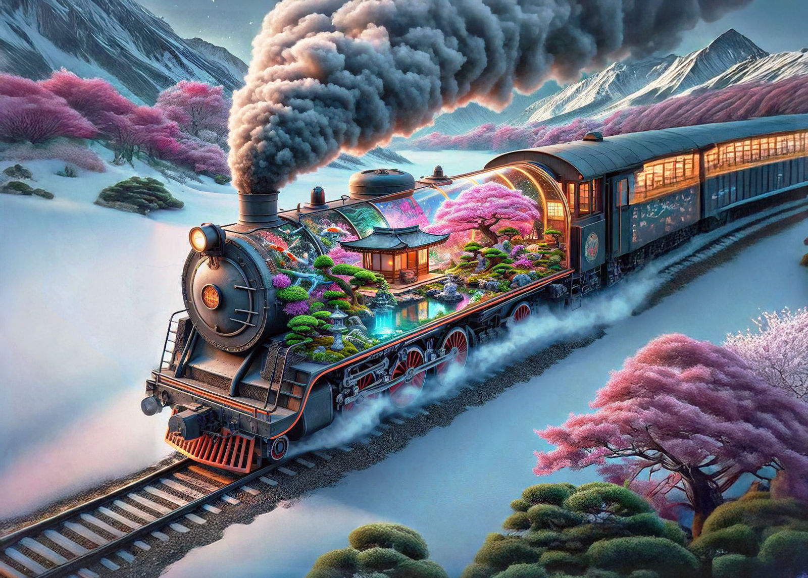 The Zen Steam Express: Tranquility on Rails!  by @Fiona Etkin 1974 