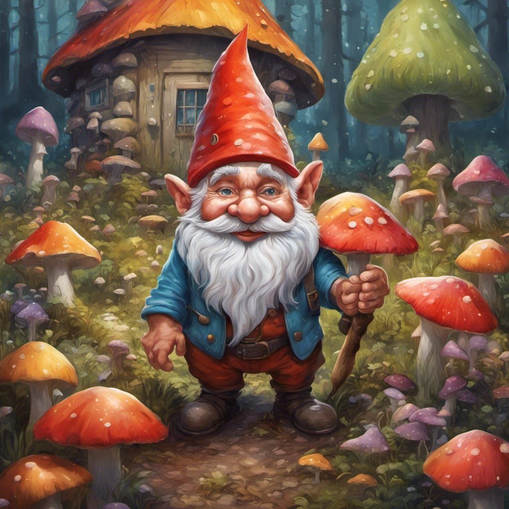 Magical gnome in front of his cottage - AI Generated Artwork ...