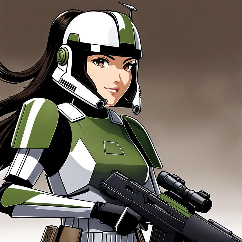 Girl, Clone trooper, female, anime, manga, star wars, black ...