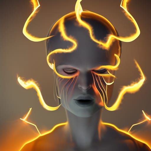 Demonica begins speaking backwards, waving her arms as her eyes roll