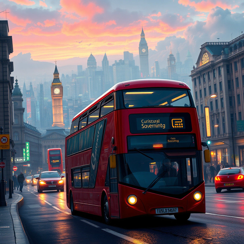 Double-Decker Bus in a Vibrant Cityscape