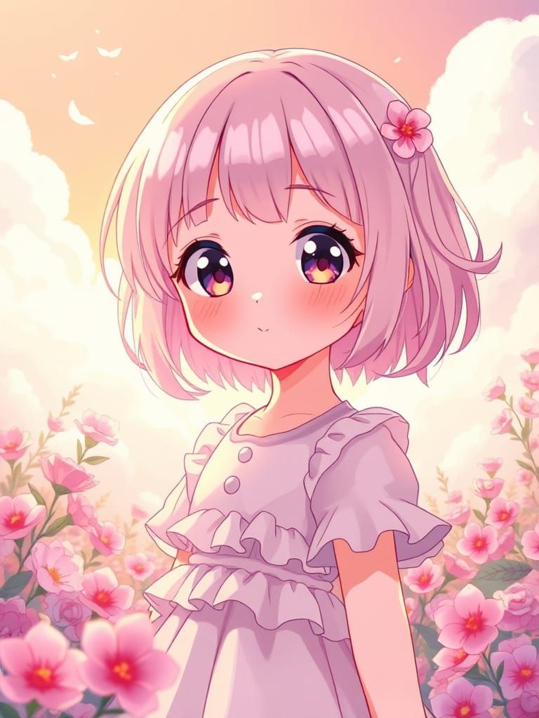 Anime Girl in Dreamy Landscape, Studio Trigger Style