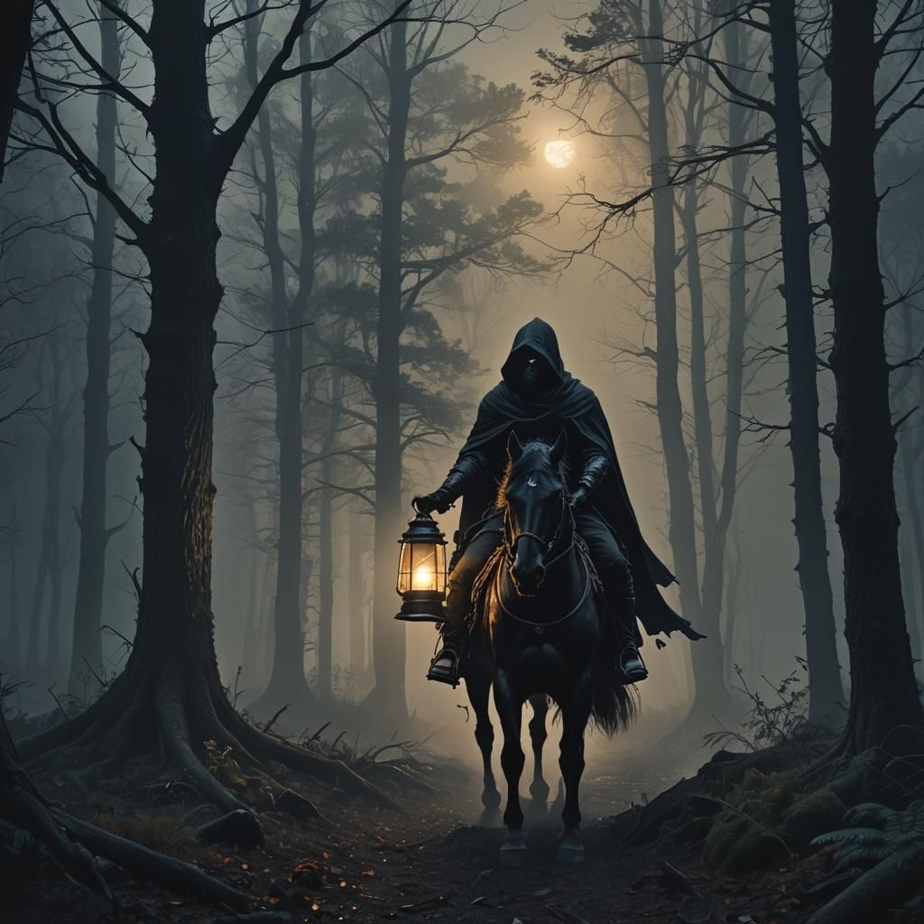 Dark rider with lantern  by @Archangel