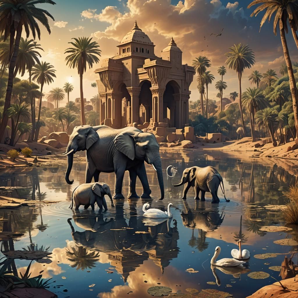 Elephants pond is aswan reflection is a swan . surrealism.sp...