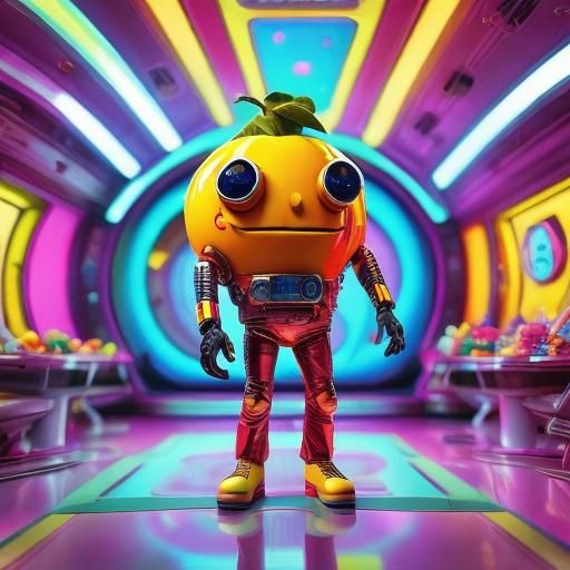 <lora:Fruit Gang v2:0.7>
<lora:Bonbon Panic:0.7>
A biopunk fruit wearing a spacesuit. Candy sci-fi movie scene. 70s surreal sitcom