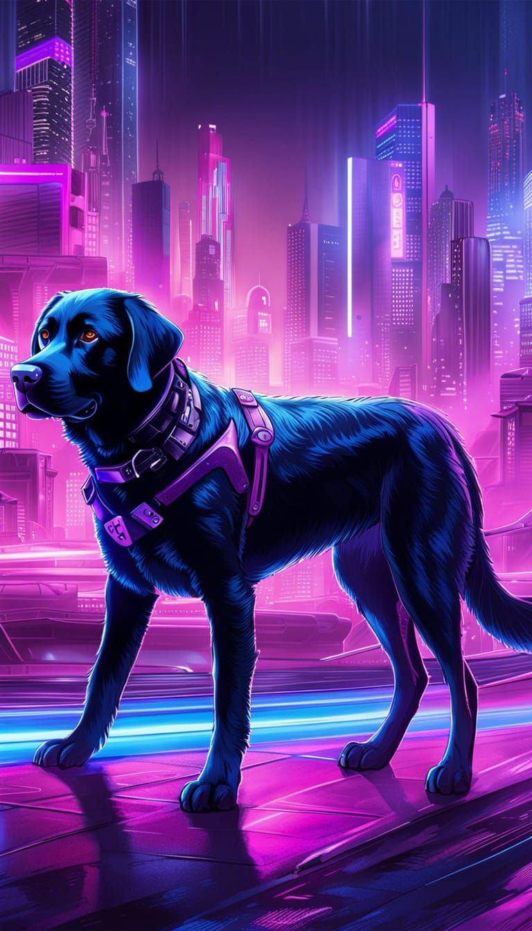 Labrador Retriever In A Pink City