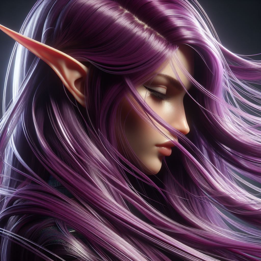 Purple Close Hair Blowing 02