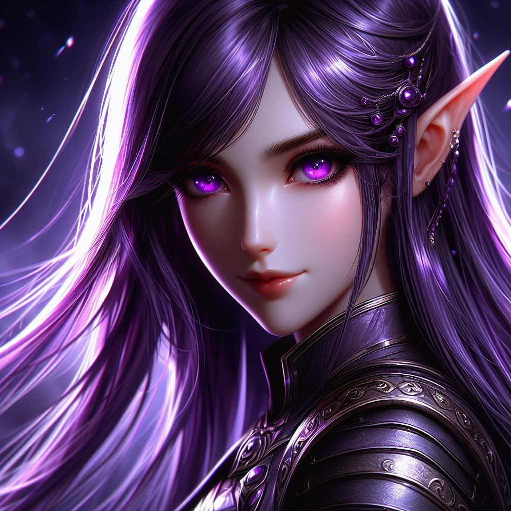 Purple Elf, with Purple Hair and Purple Eyes