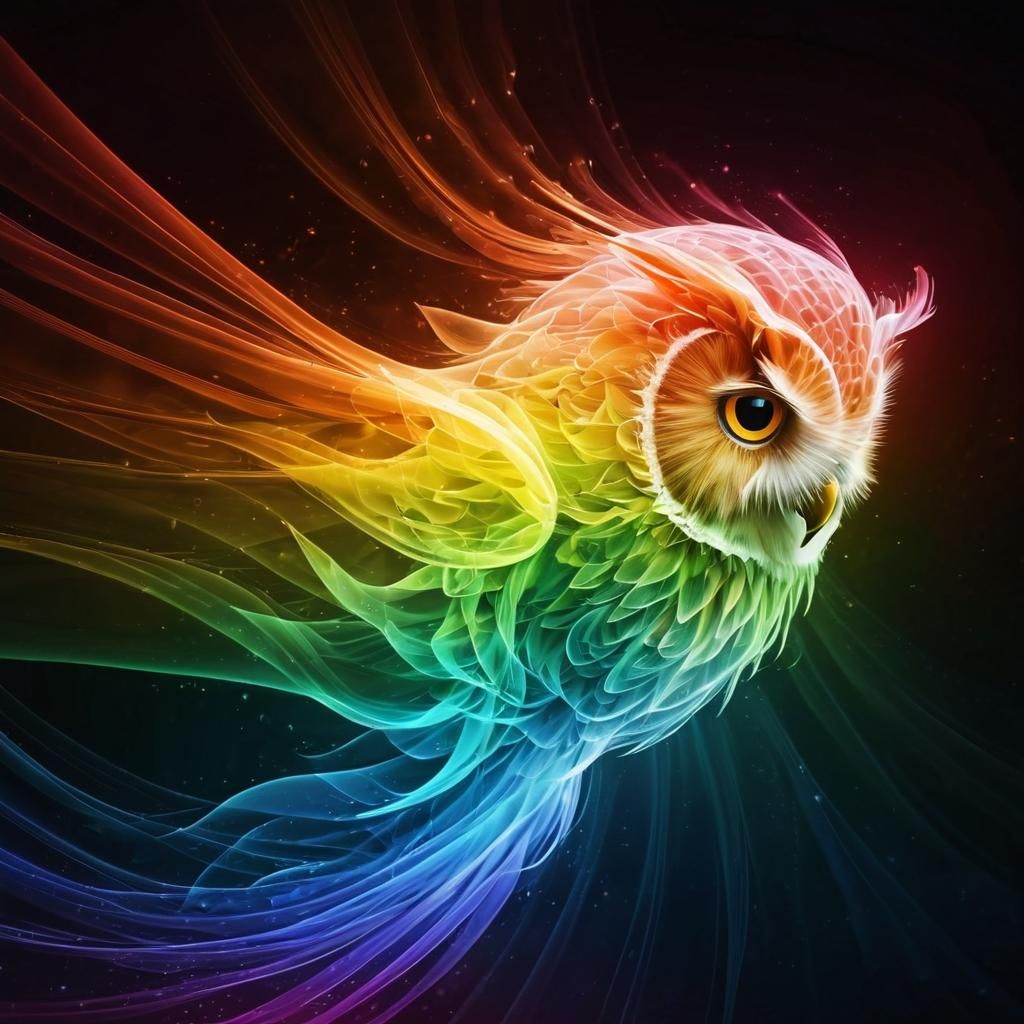 Rainbow owl?  by @Xiviwa