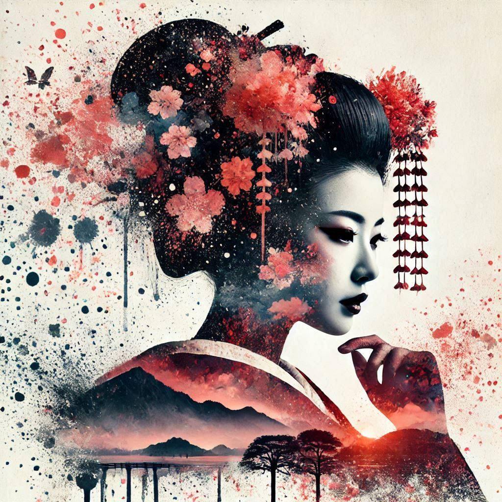 double exposure beautiful fantasy portrait landscape..