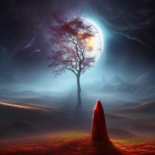 Grim Reaper Standing under a Harvest Moon - AI Generated Artwork ...