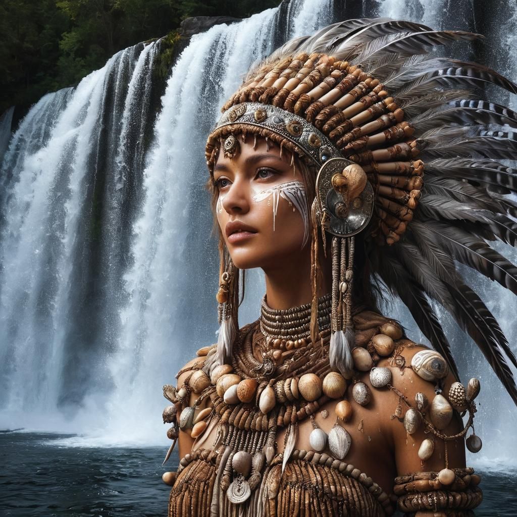 The Tribal Guardian of the Waterfall - No messing with her
