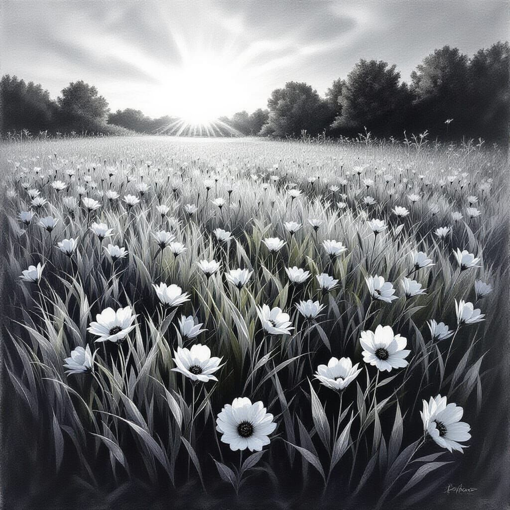 God's Word Endures: Charcoal Drawing of Withering Nature