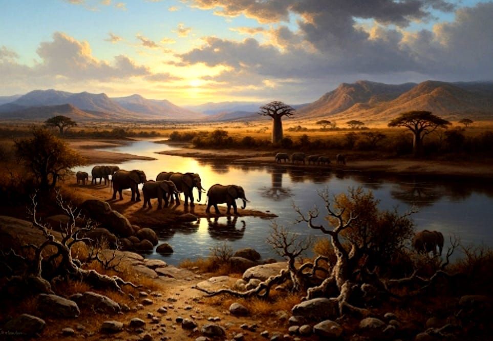 Elephants at the river 2
