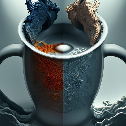 Two sides of one mug