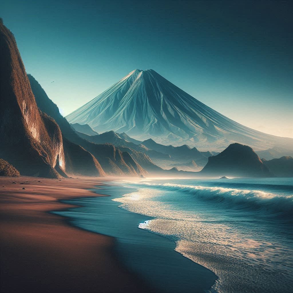 “Calm Waters, Mighty Volcano”