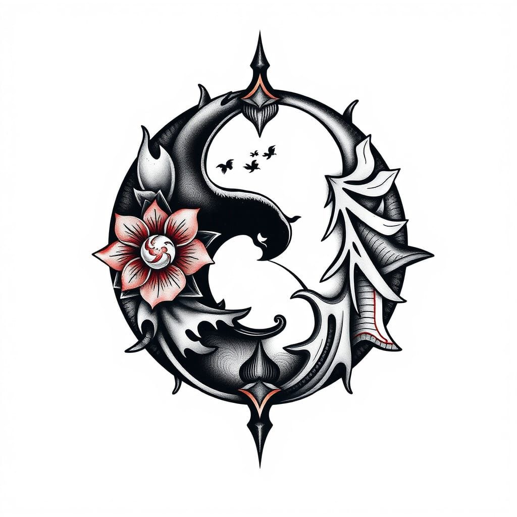 flash tattoo sheets of Yin-yang   by @QML2024