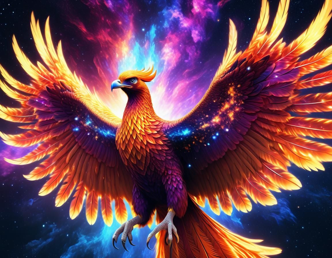 A majestic phoenix rising