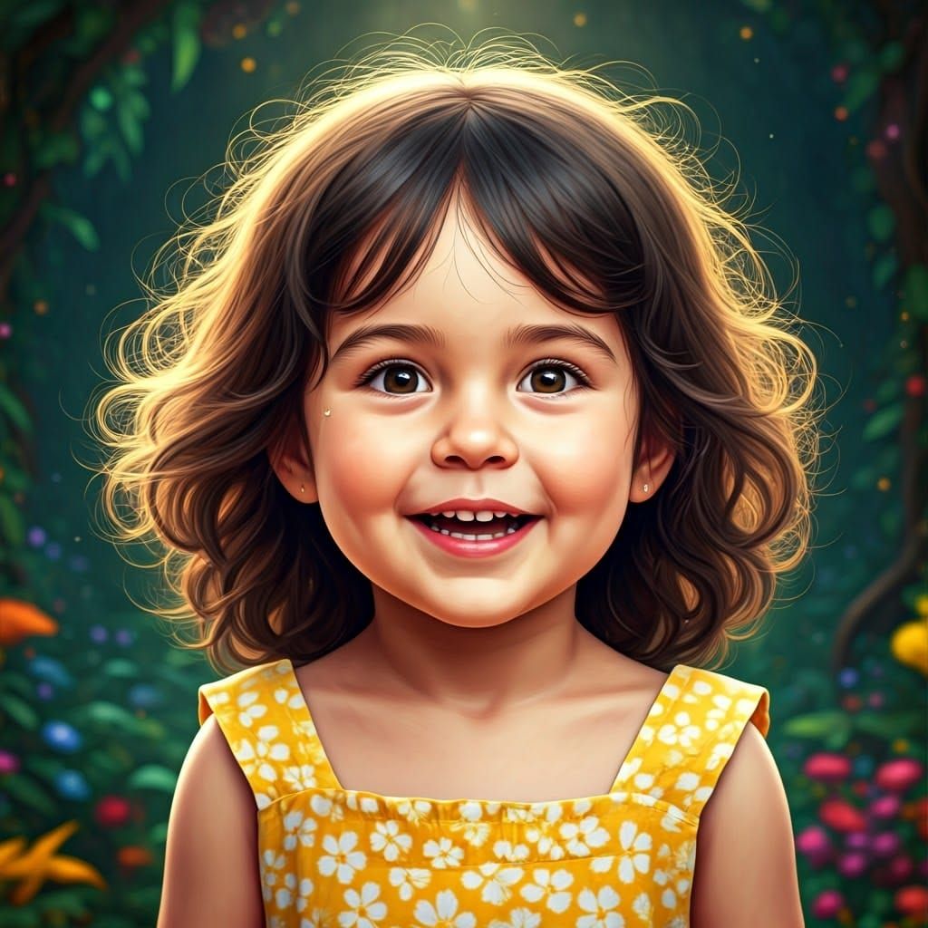 Joyful Girl in Vibrant Wonderland