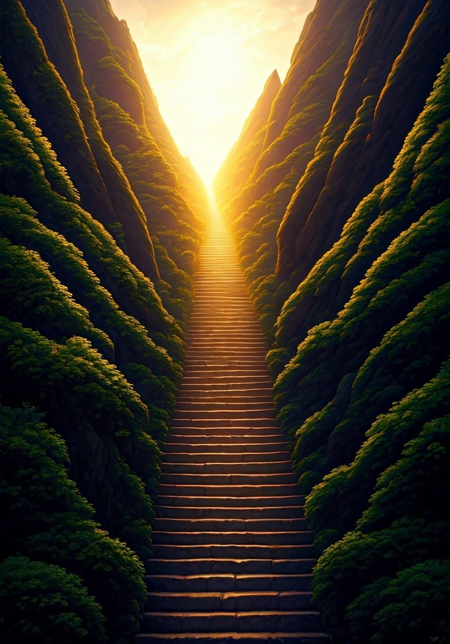 Mountain Staircase to the Divine