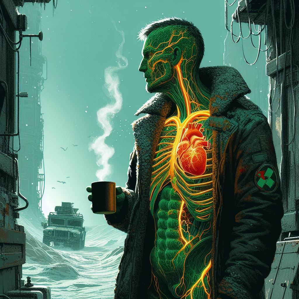 Tea time for the irradiated man - AI Generated Artwork - NightCafe Creator