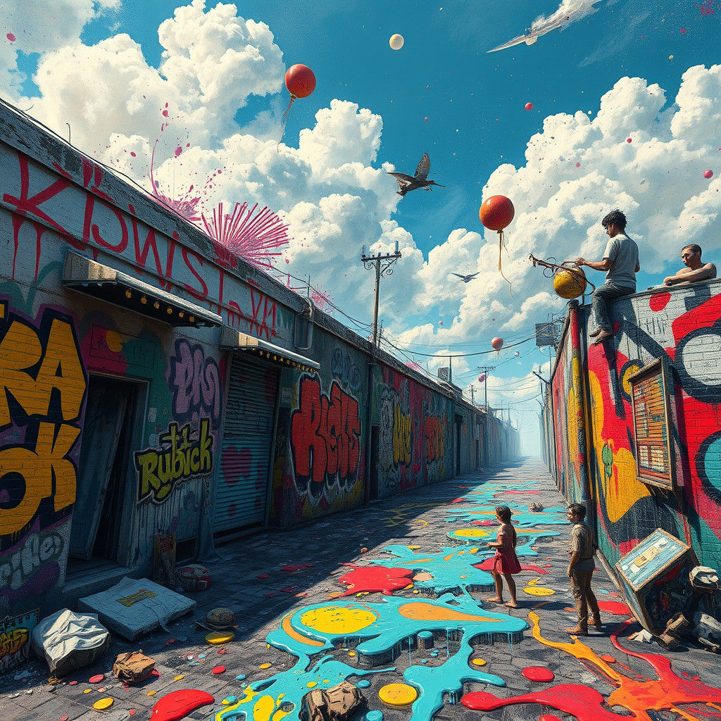 Street Art Fantasy in Vibrant Urban Scene