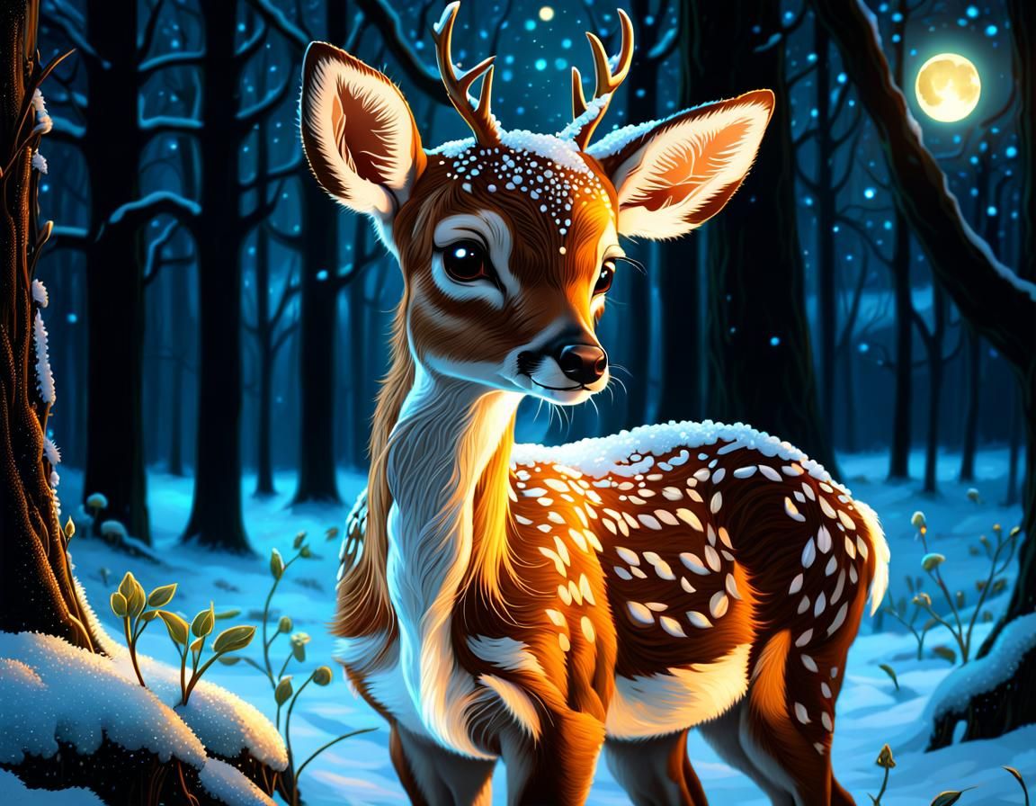 Beautiful fawn in winter  by @That cinema teacher