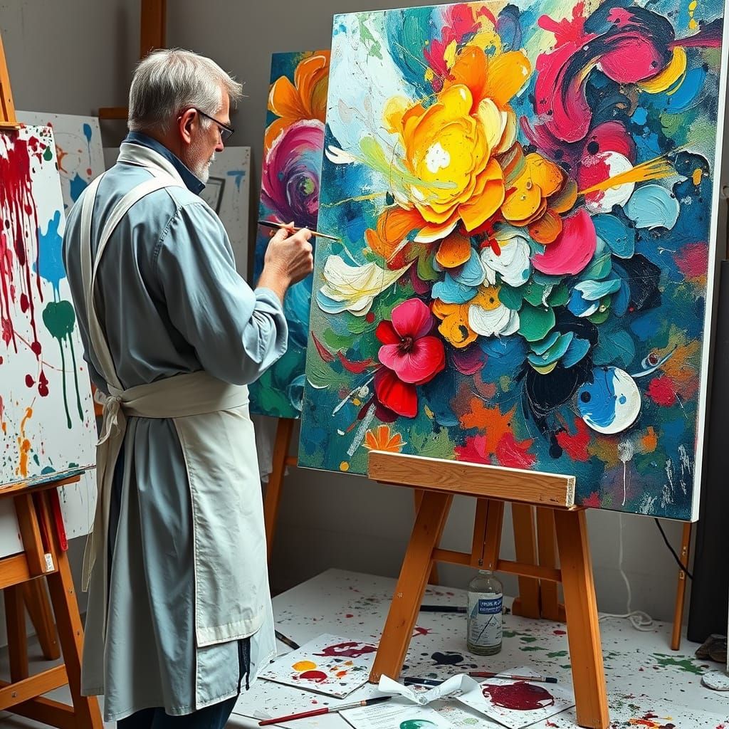 a painter painting a masterpiece   by @thecreator101