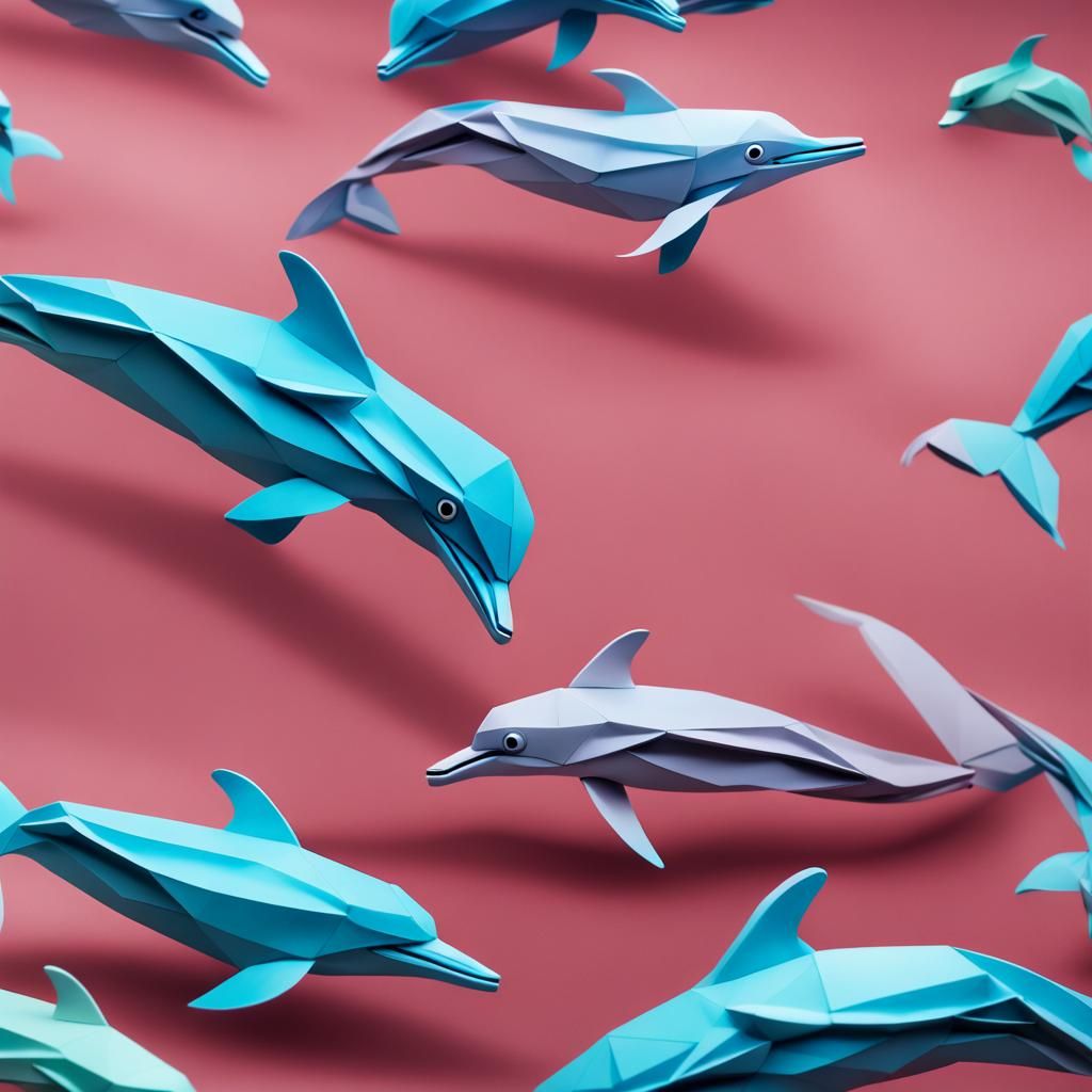 A dolphin in a fantastical underwater environment.