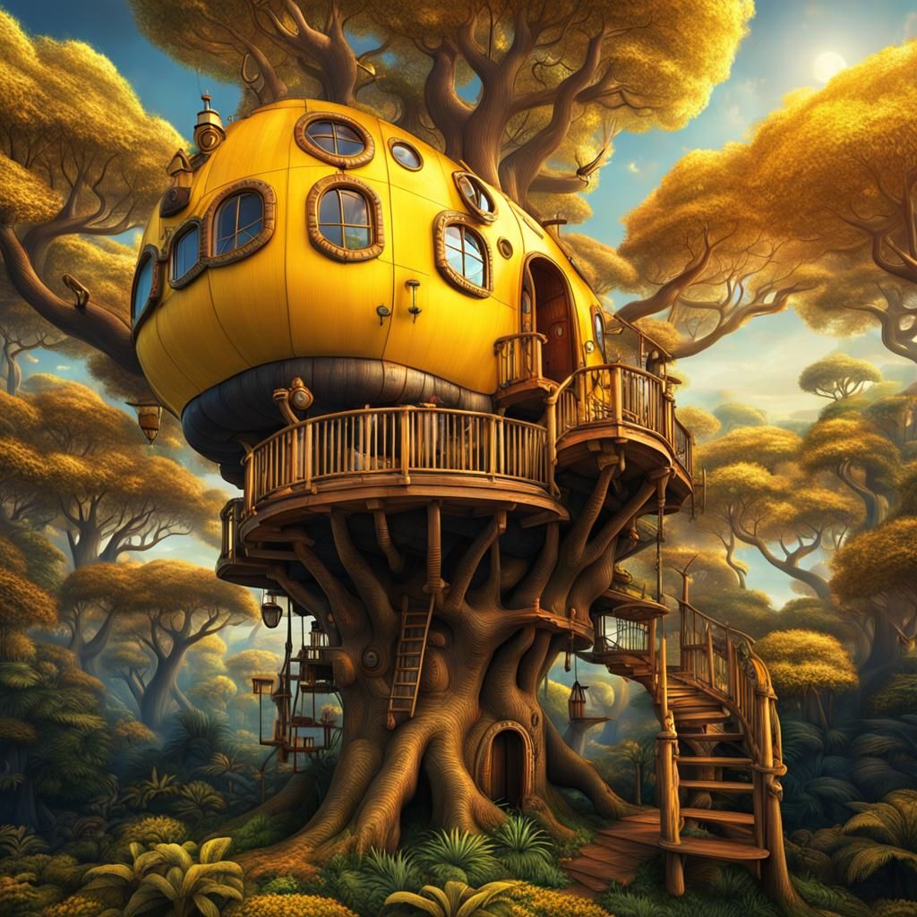 yellow submarine tree house  by @MoonWolf