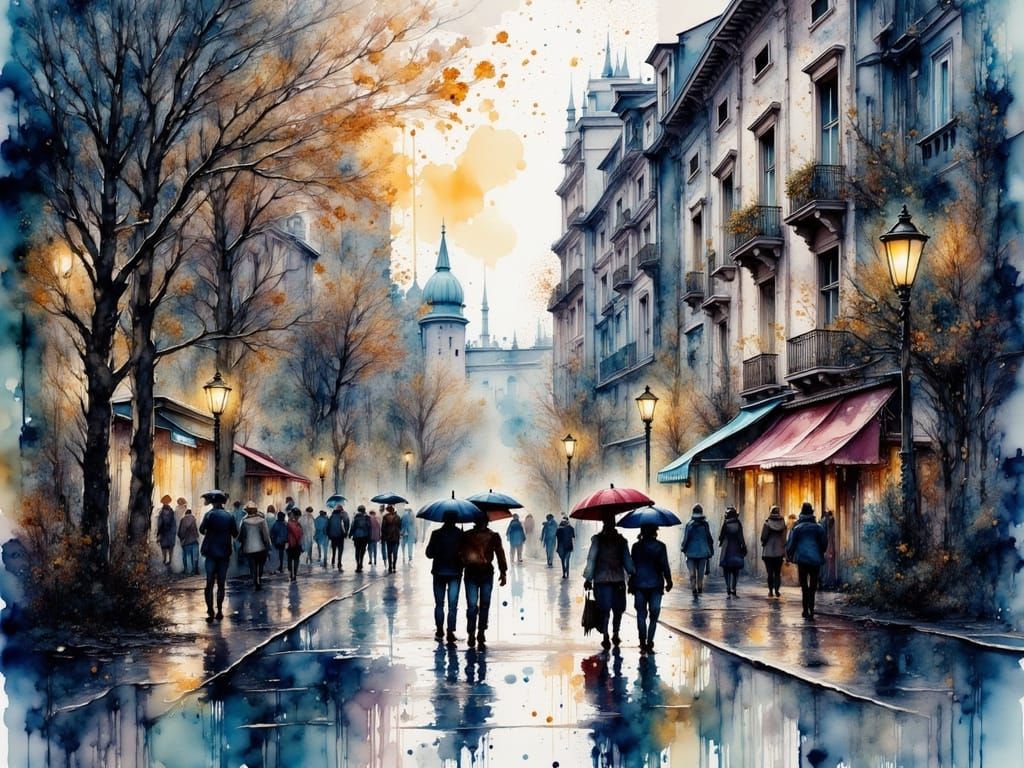 Rain in the city  by @BlueQuill