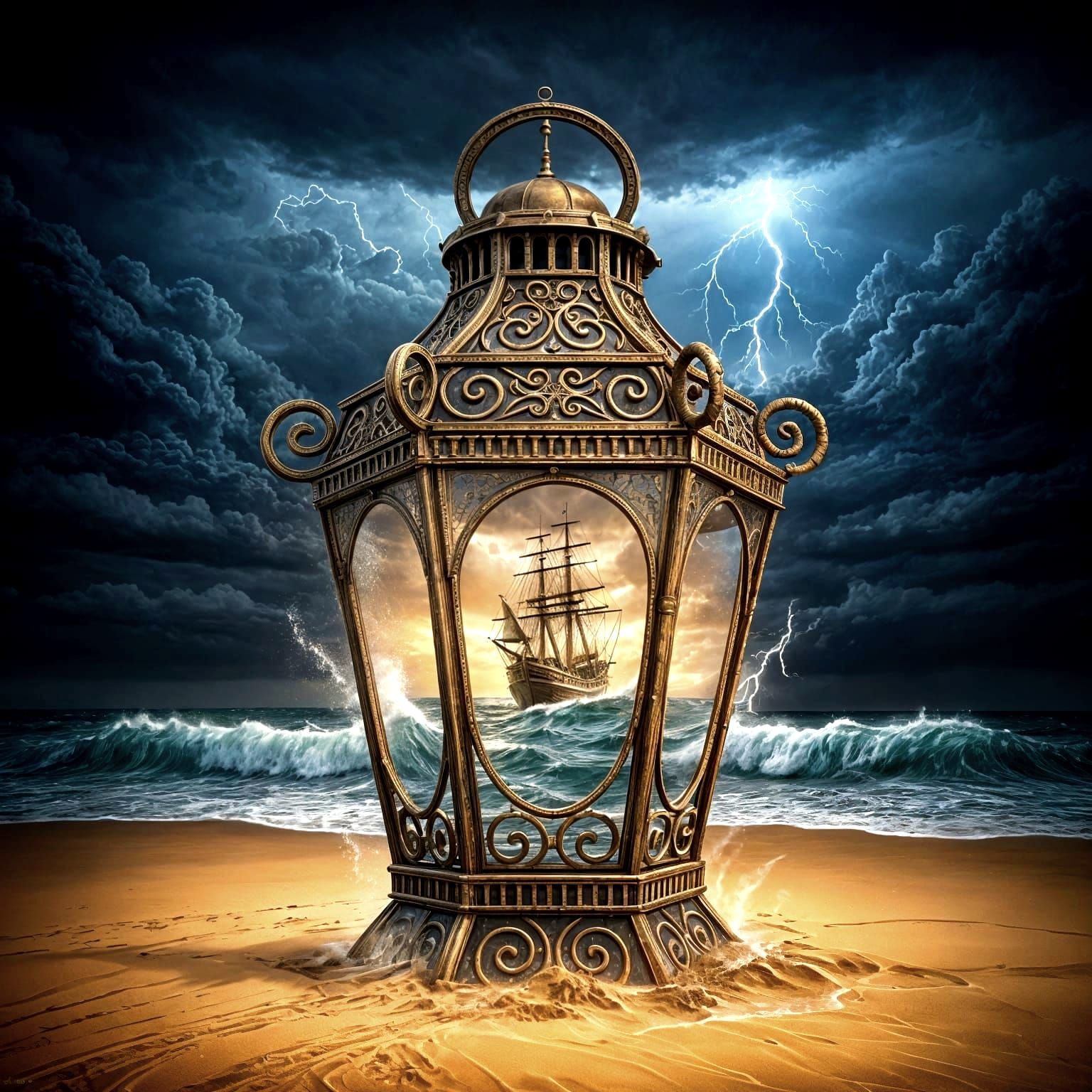 Antique Sea Storm Lantern  by @Marina