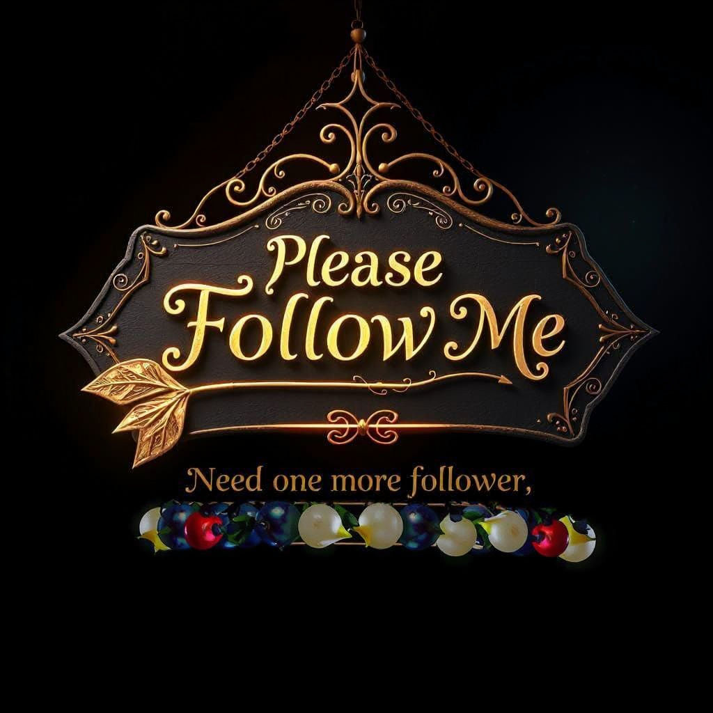 A sign That says, please follow me need one more follower